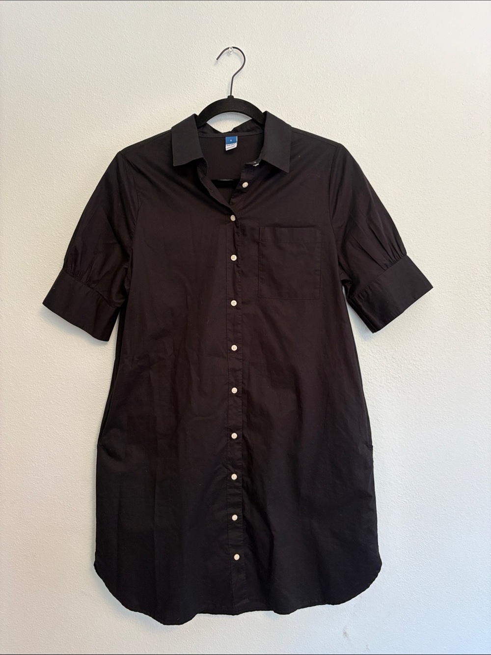 Old Navy Black Button-Front Midi Shirt Dress